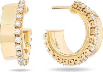 Lana Jewelry 14K Gold Hollow Vanity Diamond Hoop Earrings in Yellow Gold at Nordstrom