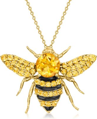 Ross-Simons Citrine Bumblebee Pin/Pendant Necklace in 18kt Gold Over Sterling