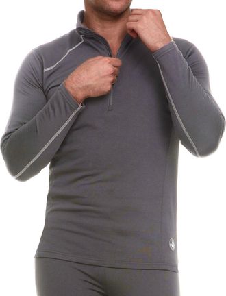 Body Glove Mens Thermal Top - Warm Winter Shirt - Collared Long Sleeve Thermal Undershirt for Men, Grey, XL