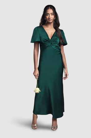 Oasis Satin Midi Bridesmaid Dress in Emerald at Nordstrom, Size 8