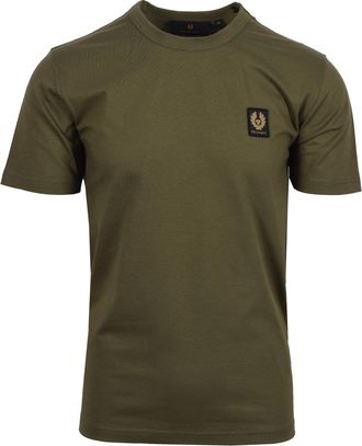 Belstaff Mens Short Sleeved T-Shirt True Olive - Green Cotton - Size X-Large