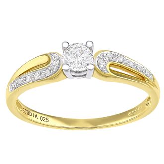 Diamant L'éternel 9ct geelgouden ring met 0,25ct diamant