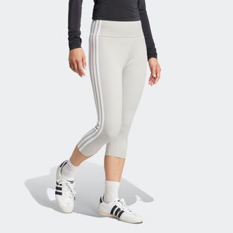 adidas Leggings ADIDAS ORIGINALS 3S CAPRI LGNS, Damen, Gr. XS, N-Gr, grau (grau two), Obermaterial: 79% Polyester, 21% Elasthan, Hosen Leggings, sportliche S