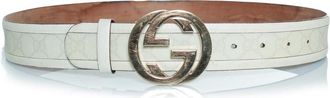 Gucci Pre-owned Womens monogram canvas and leather GG buckle belt - Multicolour - One Size