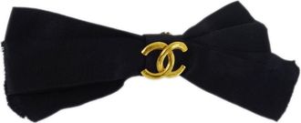Chanel CC-logo Bow hair clip - women - Satin/Gold Plated/Silver Plated - One Size - Black