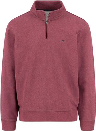 Fynch-Hatton Cotton Sweatshirt with Zip Collar, Deep Merlot, L