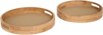Atmosphera Vassoio Rotondo Pu Bonie Taupe X2 - Atmosphera Cr&eacute;ateur DInt&eacute;rieur