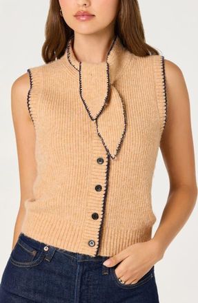ASTR the Label Auberthe Tie Neck Sweater Vest in Camel at Nordstrom, Size X-Small