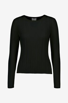 Allude Schmaler gerippter Rundhalspullover aus Wolle
