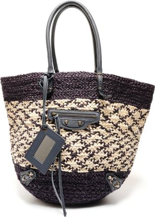 Balenciaga Raffia Navy Raffia Tote Bag (Pre-Owned)