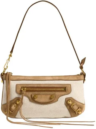 Balenciaga Le City Pouch Canvas & Leather Shoulder Bag in 9226 Natural/camel at Nordstrom