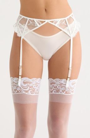 Etam Beloved Lace Garter Belt in White at Nordstrom, Size Small