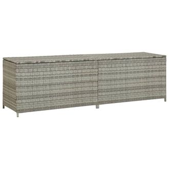 Berkfield Home Garden Storage Box Poly Rattan 200x50x60 cm Grey | Size: 200 x 50 x 60 cm