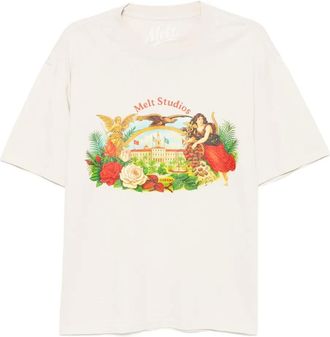 Melt T-shirt met grafische print - Beige
