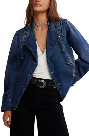 Free People Imogene Double Breasted Denim Jacket in Ensign Wash at Nordstrom Rack, Size Medium