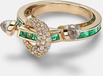 Ananya Anello Chakra in oro 18kt con diamanti e quarzi