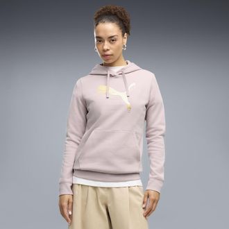 Puma Felpa con cappuccio ESS Metallizzato da donna, Abbigliamento, Rosa, XL