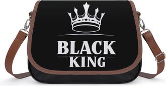 Generic Black King Small Womens Crossbody Bags Shoulder Handbag with Adjustable Strap for Travel