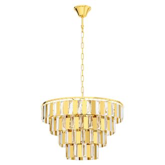 Loops Pendant Ceiling Light Colour Brass Tiered Clear Crystals Bulb E14 7x40W in Metallics
