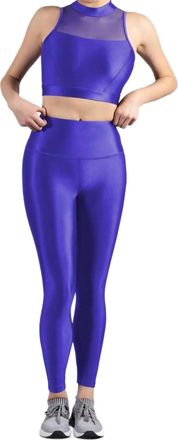 Bloch Mirella Glow High Neck Crop Top In Azure