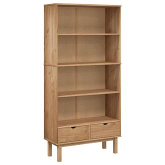 Berkfield Home Bookcase OTTA with 2 Drawers Brown Solid Wood Pine
