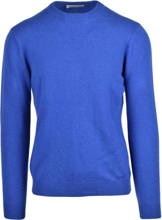 Wool & Co Crew Neck Pullover With Ribbed Detailing In Royal Blue