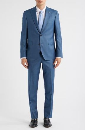 Jack Victor Esprit Regular Fit Blue Super 110s Sharkskin Suit at Nordstrom Rack, Size 40 Short