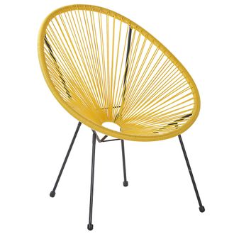 Beliani Beliani - Silla De Balc&oacute;n De Rat&aacute;n Sint&eacute;tico Amarillo Resistente A La Intemperie Sala De Estar Jard&iacute;n Bistr&oacute; Moderno Acapulco Ii