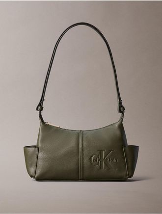 Calvin Klein Womens Embossed Monologo Crossbody Bag - Green