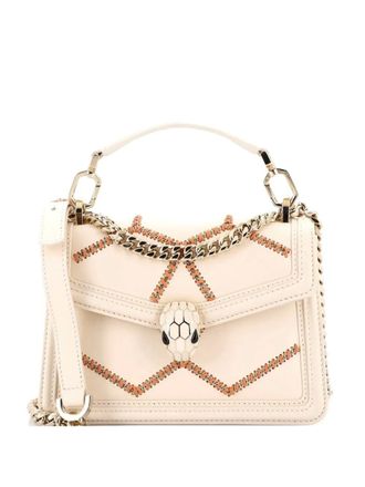 Bulgari Serpenti Forever Top Handle Bag Whipstitched Leather Small satchel - Wit