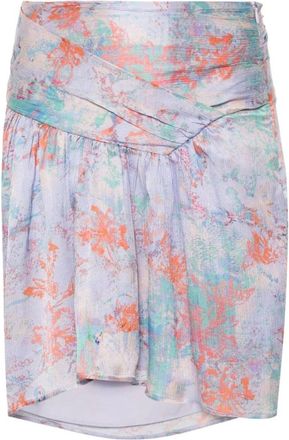 Iro Lila Abstract Patroon Zijden Rok - Dames - Korte rokken - Paars - XS - Satijn - Rokken