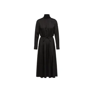 Moncler Moncler Leather Logo Long Dress, Women, Black, Size: 40