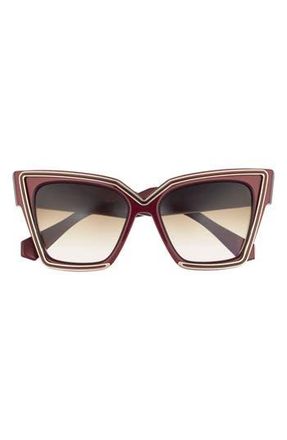 Valentino 50mm Polarized Cat Eye Sunglasses in Bordeaux/Brown at Nordstrom Rack