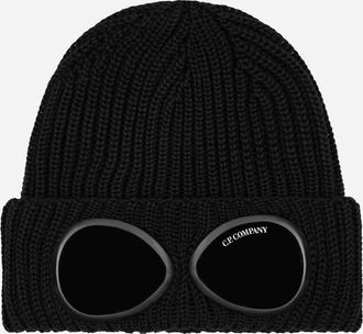 C.P. Company Extra Fine Merino Wool Goggle Beanie Black
