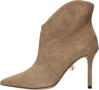 Maisons Skorpios Astrid Su&egrave;de Enkellaarsjes - Dames - Laarzen met Hak - Beige - 40 1/2 EU - Su&egrave;de - Schoenen