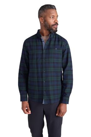 Mountain Warehouse Driftwood Check Mens Long-Sleeved Shirt - 100% Cotton Casual Top, Lightweight, Front Pocket - Best for Daily Use, Walking & Outdoors Bright Blue 3XL