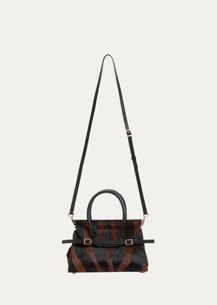 SIMKHAI River Small Zebra-Print Calf Hair Top-Handle Bag