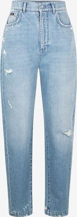 Dolce & Gabbana Ausgefranste gerade Jeans mit hoher Taille Amber