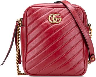 Gucci Pre-owned Womens Gg Marmont Matelasse Leather Double Zip Crossbody - Brown - One Size