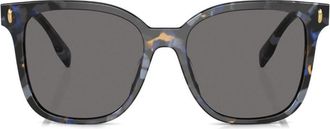 Tory Burch logo-plaque oversize-frame sunglasses - women - Acetate - 53 - Grey