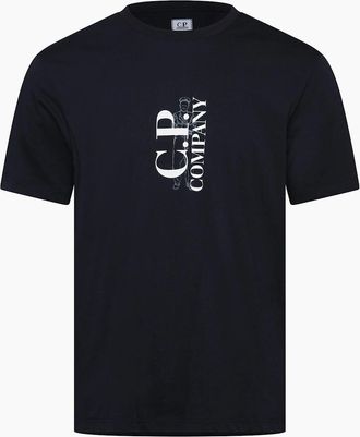 C.P. Company Mens 30/1 Jersey Vertical Logo T-Shirt - Navy - Size: 42