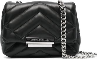 A|X Armani Exchange chevron-quilted mini bag - women - Polyester/Polyurethane/Polyester - One Size - Black