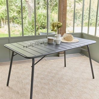 Sweeek 4-seater Metal Folding Garden Table 140cm in Grey