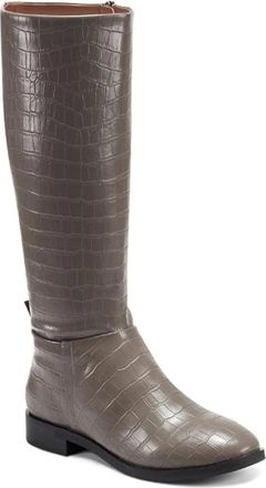 Aerosoles Berri Womens Gray Croco Round Toe Side Zip Knee High Boot Hawk3313