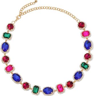 Eye Candy Los Angeles Emily Mixed Crystal Statement Necklace in Gold Multi at Nordstrom Rack