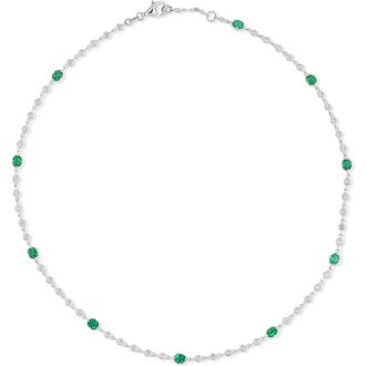 Bony Levy 18K Gold El Mar Emerald & Diamond by the Yard Necklace in 18Kw at Nordstrom, Size 17