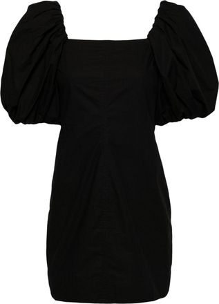 Ganni poplin-texture organic-cotton minidress - women - Organic Cotton - 34 - Black