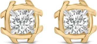 House of Brilliance 10K Yellow Gold Plated.925 Sterling Silver 1.0 Cttw Lab Grown Diamond Woven Stud Earrings