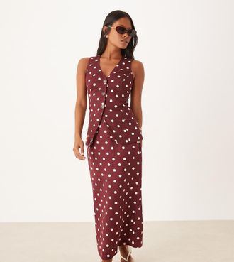 Nobody's Child Theta - Gonna midi marrone a pois in coordinato