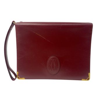 Cartier Bordeaux Leather Clutch Bag (Pre-Owned)